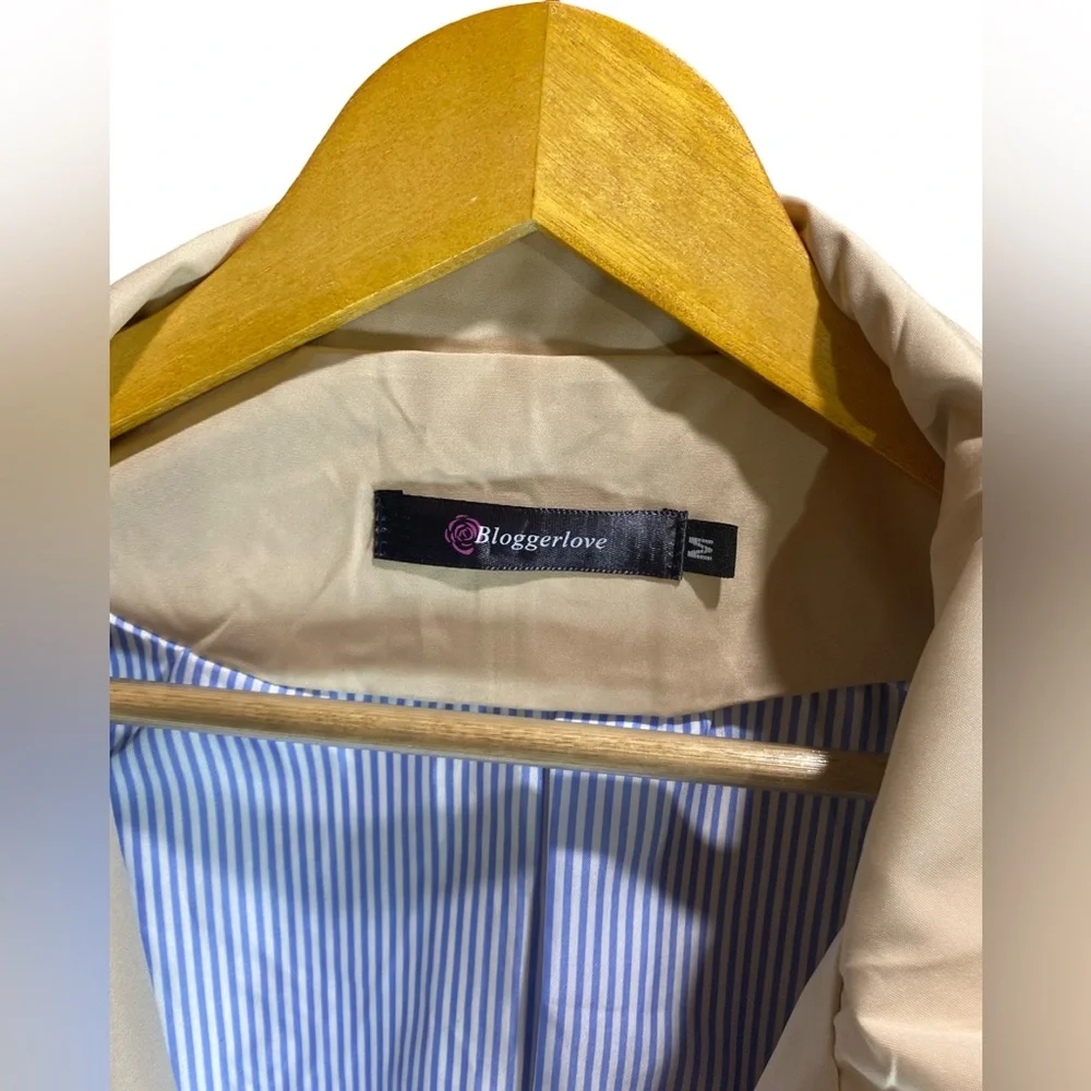 Women’s Blogger Love Long Lightweight Jacket Tan Utility Raincoat‎ Style Medium - Picture 3 of 10